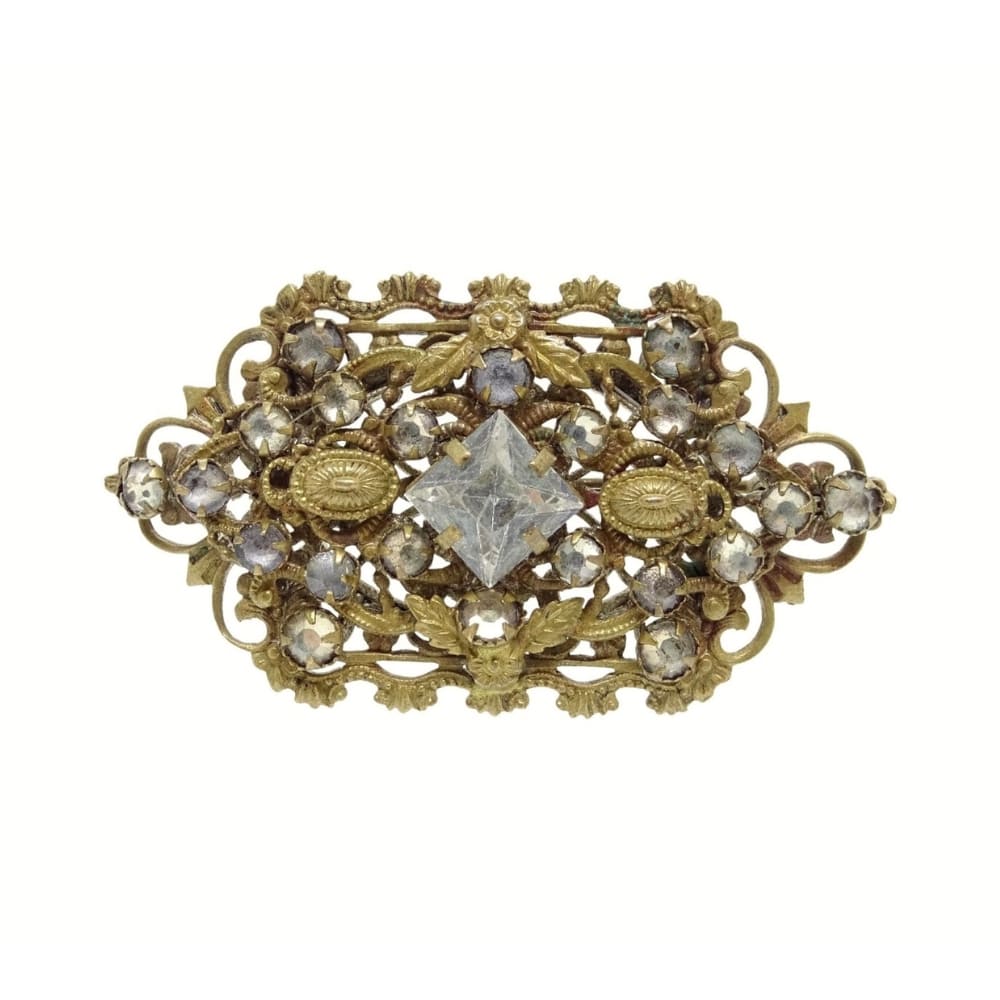 Broche metal dorado y cristal de roca, siglo XIX - Francia
