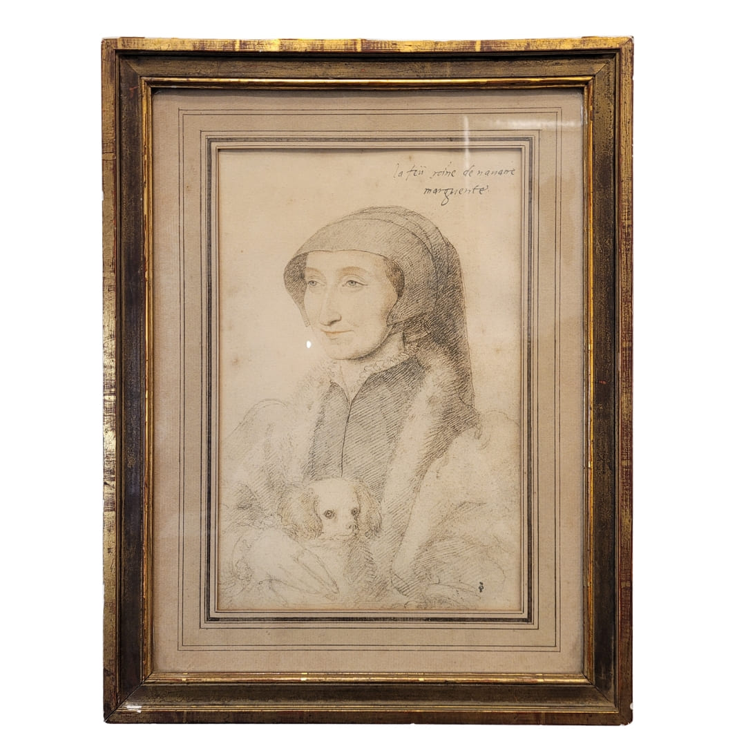 Litografía “La feü reine de Navarre Marguerite”, original de Jean Clouet, p. s. XX - Francia